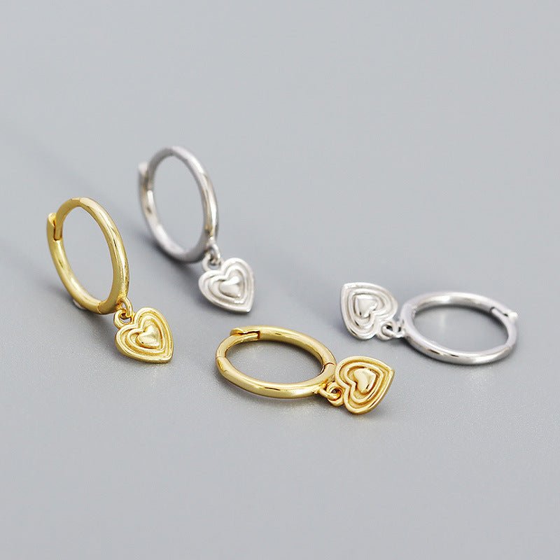 Sweet Geometry Three Layers Hearts 925 Sterling Silver Hoop Earrings - KIAHMILLA