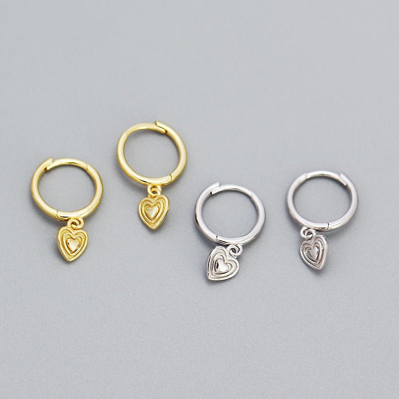 Sweet Geometry Three Layers Hearts 925 Sterling Silver Hoop Earrings - KIAHMILLA