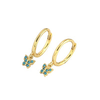 Sweet Mini CZ Flying Butterfly 925 Sterling Silver Hoop Earrings - KIAHMILLA