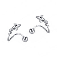 Swimming Fish-Shaped Curved Ball Back Design 925 Sterling Silver Animal Themed Stud Earrings - KIAHMILLA