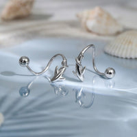 Swimming Fish-Shaped Curved Ball Back Design 925 Sterling Silver Animal Themed Stud Earrings - KIAHMILLA