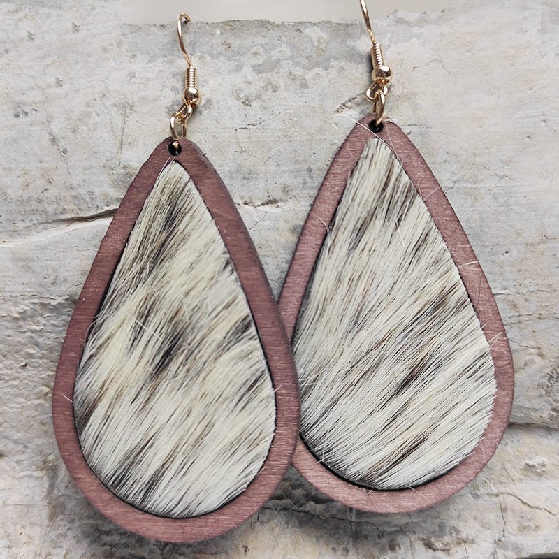 Teardrop Shape Wooden Dangle Earrings - Coolpeacock