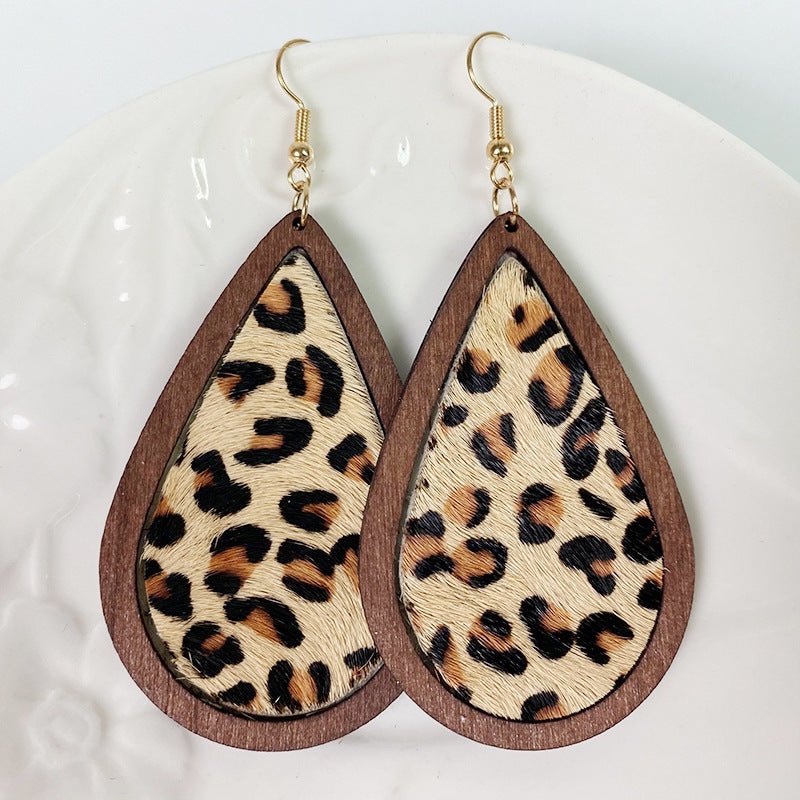 Teardrop Shape Wooden Dangle Earrings - Coolpeacock