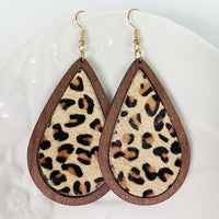 Teardrop Shape Wooden Dangle Earrings - Coolpeacock