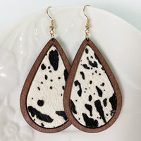Teardrop Shape Wooden Dangle Earrings - Coolpeacock