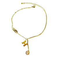 Titanium steel and 18k gold letter H tassel anklet - KIAHMILLA