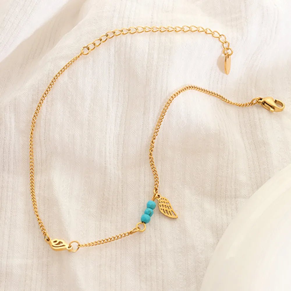 Titanium Steel Wing Shape Charm Anklet Bracelet - Coolpeacock