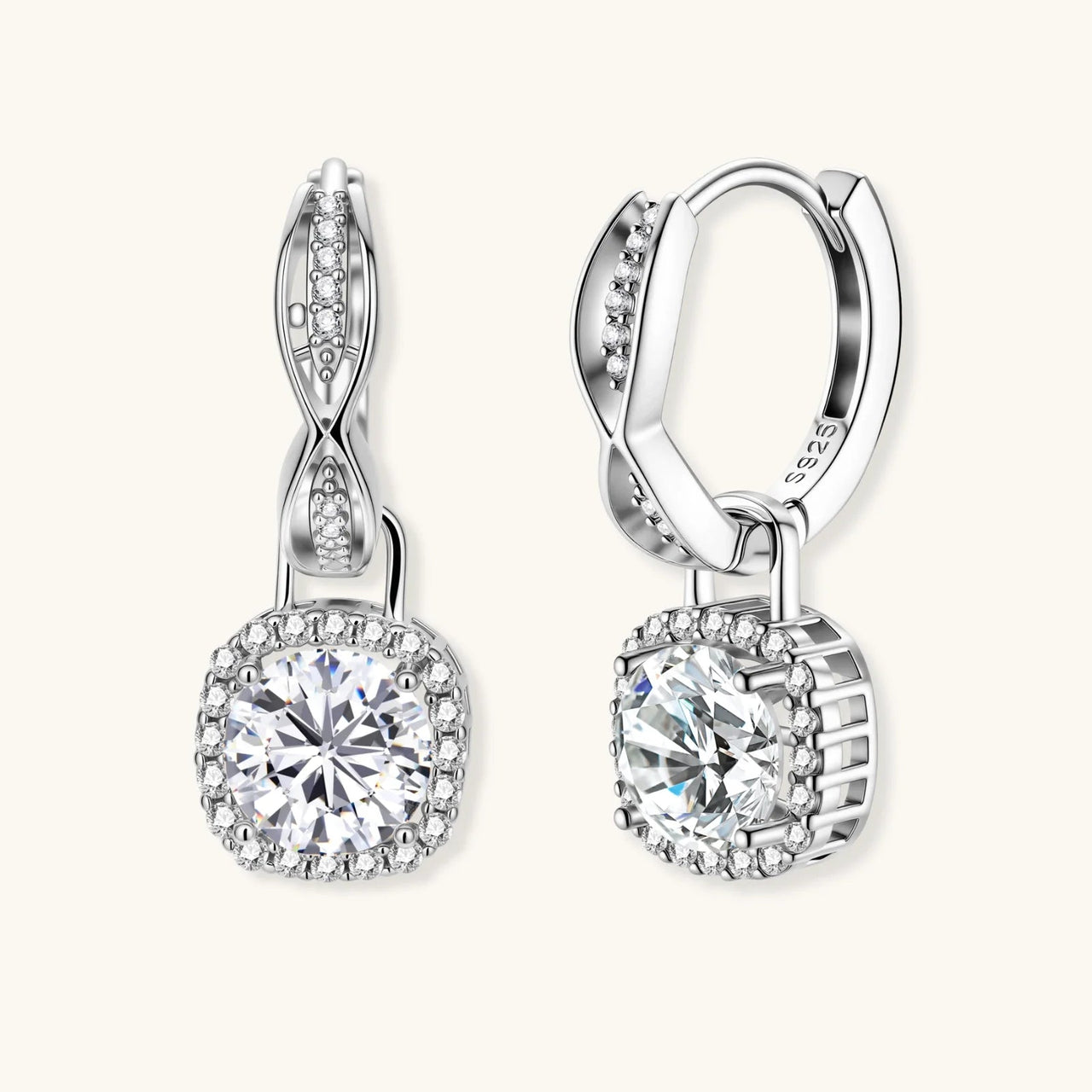 Twisted Infinity Halo Moissanite Earrings by KIAHMILLA - KIAHMILLA