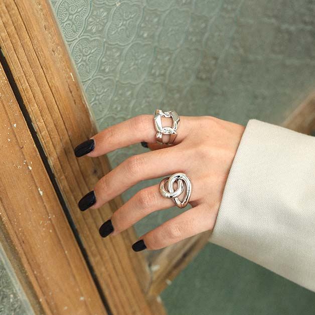 Unique Lines Cross 925 Sterling Silver Adjustable Ring - KIAHMILLA