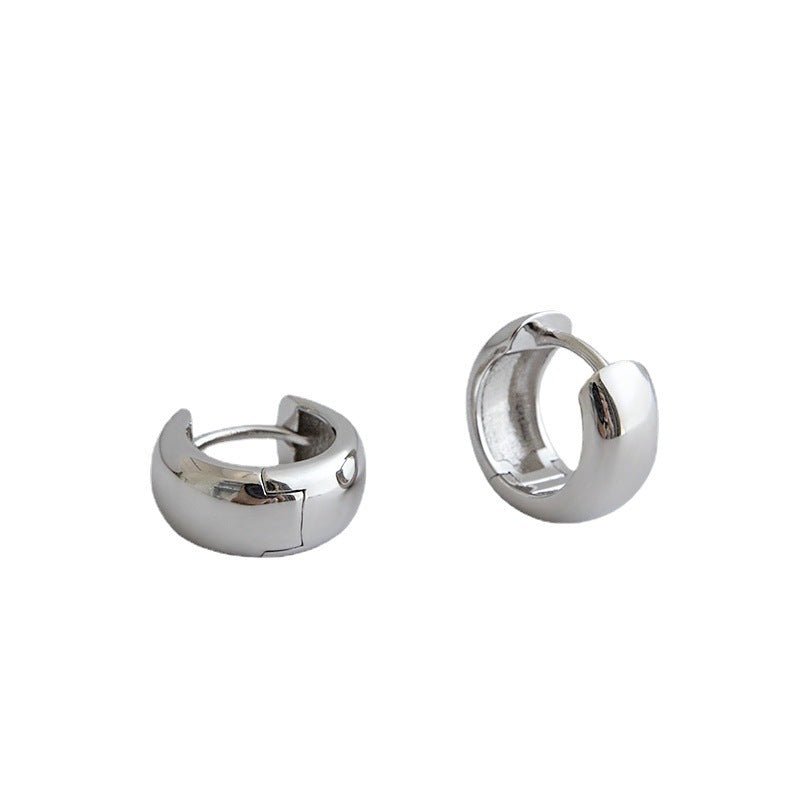 versatile student silver earrings ins niche extremely simple light face round S925 pure silver earrings ear buckle for women - KIAHMILLA