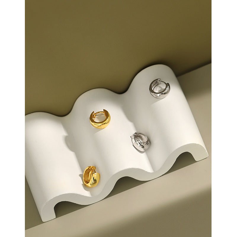 versatile student silver earrings ins niche extremely simple light face round S925 pure silver earrings ear buckle for women - KIAHMILLA