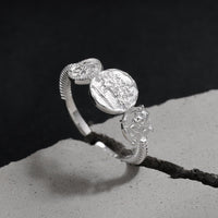 Vintage Ancient Coin Relief Portrait 925 Sterling Silver Adjustable Ring - KIAHMILLA
