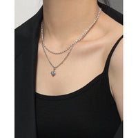 Vintage Asymmetry Chain Love Heart 925 Sterling Silver Necklace - KIAHMILLA