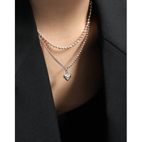 Vintage Asymmetry Chain Love Heart 925 Sterling Silver Necklace - KIAHMILLA