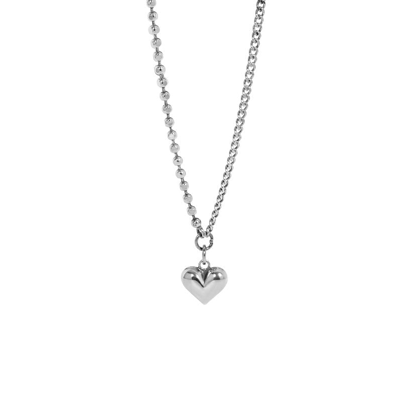 Vintage Asymmetry Chain Love Heart 925 Sterling Silver Necklace - KIAHMILLA