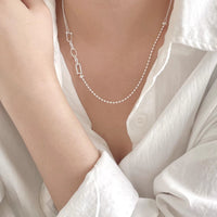 Vintage Irregular Bead Hollow Curb Chain 925 Sterling Silver Necklace - KIAHMILLA