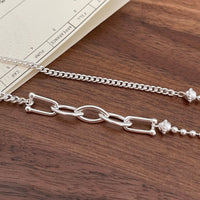 Vintage Irregular Bead Hollow Curb Chain 925 Sterling Silver Necklace - KIAHMILLA