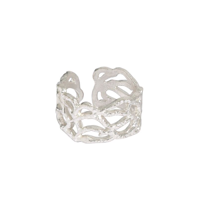 Vintage Irregular Wide Branch Texture 925 Sterling Silver Adjustable Ring - KIAHMILLA
