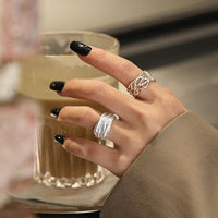 Vintage Irregular Wide Branch Texture 925 Sterling Silver Adjustable Ring - KIAHMILLA