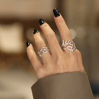 Vintage Irregular Wide Branch Texture 925 Sterling Silver Adjustable Ring - KIAHMILLA