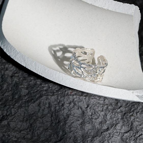 Vintage Irregular Wide Branch Texture 925 Sterling Silver Adjustable Ring - KIAHMILLA