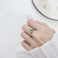 Vintage Square CZ Hollow Chain 925 Sterling Silver Adjustable Ring - KIAHMILLA
