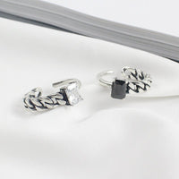 Vintage Square CZ Hollow Chain 925 Sterling Silver Adjustable Ring - KIAHMILLA
