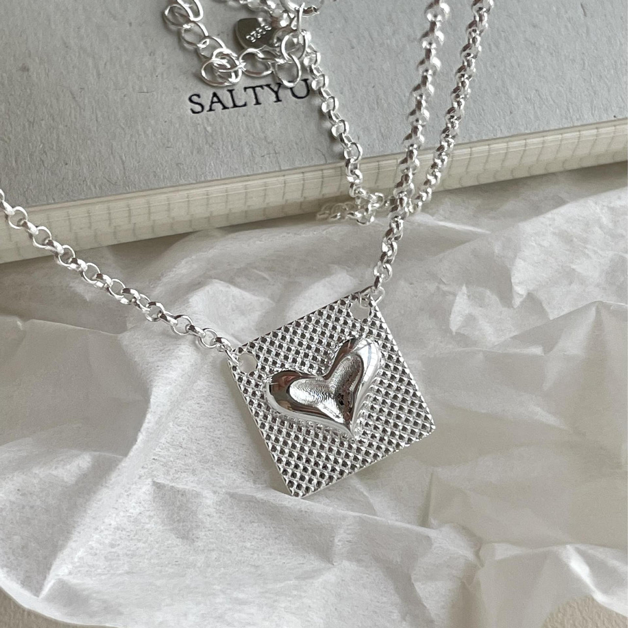Vintage Square Heart 925 Sterling Silver Necklace - KIAHMILLA