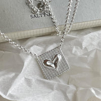 Vintage Square Heart 925 Sterling Silver Necklace - KIAHMILLA