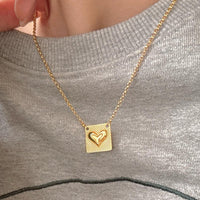 Vintage Square Heart 925 Sterling Silver Necklace - KIAHMILLA