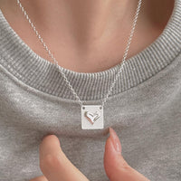 Vintage Square Heart 925 Sterling Silver Necklace - KIAHMILLA