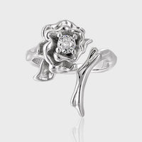 Vintage Thorn CZ Rose Flower 925 Sterling Silver Adjustable Ring - KIAHMILLA