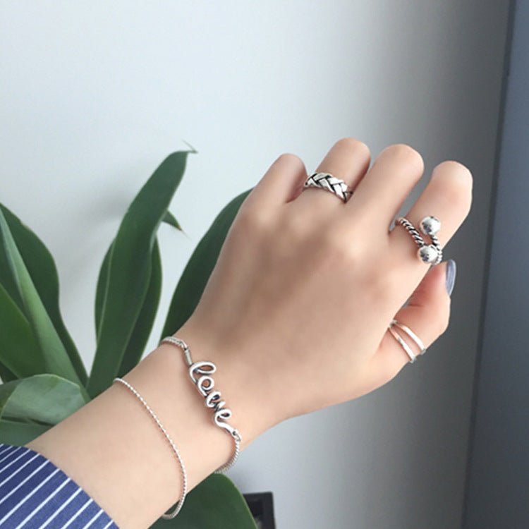 Vintage Twist Fashion 925 Sterling Silver Adjustable Braid Ring - KIAHMILLA
