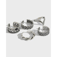 Vintage Twisted Flower V Shape 925 Sterling Silver Adjustable Ring - KIAHMILLA
