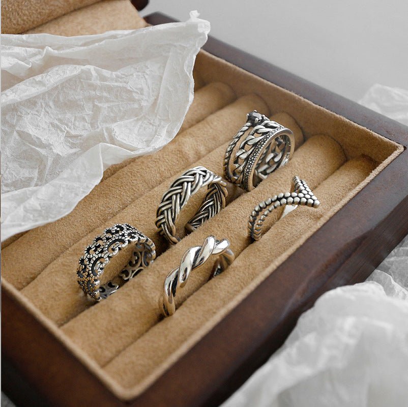 Vintage Twisted Flower V Shape 925 Sterling Silver Adjustable Ring - KIAHMILLA