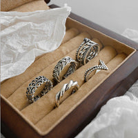 Vintage Twisted Flower V Shape 925 Sterling Silver Adjustable Ring - KIAHMILLA