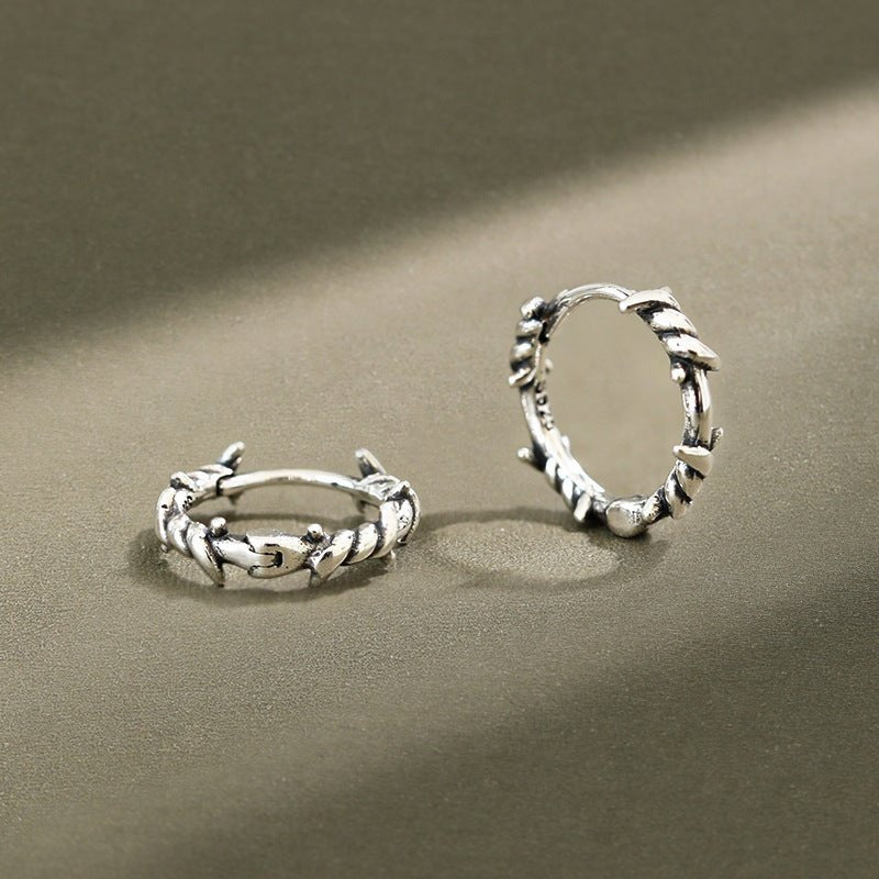 Vintage Twisted Rope Design 925 Sterling Silver Hoop Earrings - KIAHMILLA