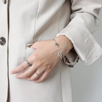 Vintage Two Knot 925 Sterling Silver Open Bangle - KIAHMILLA
