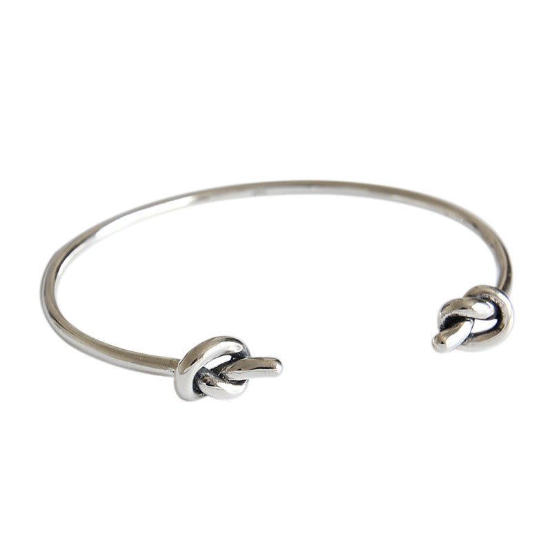 Vintage Two Knot 925 Sterling Silver Open Bangle - KIAHMILLA
