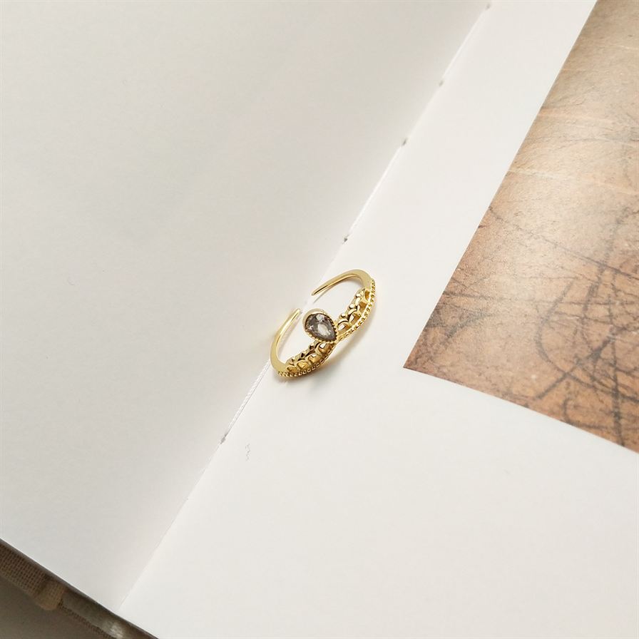 Waterdrop CZ Crown Girl 925 Sterling Silver Adjustable Ring - KIAHMILLA