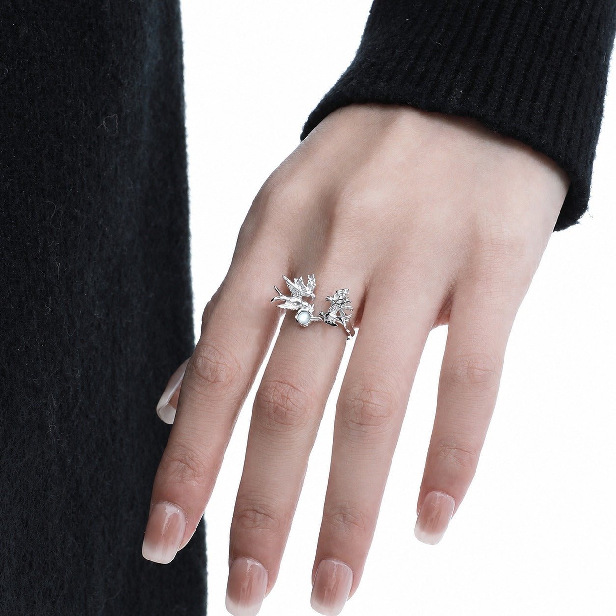 White Shell Bird Animal Motif 925 Sterling Silver Openwork Ring - KIAHMILLA