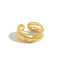 Wide Beads Cross 925 Sterling Silver Adjustable Ring - KIAHMILLA