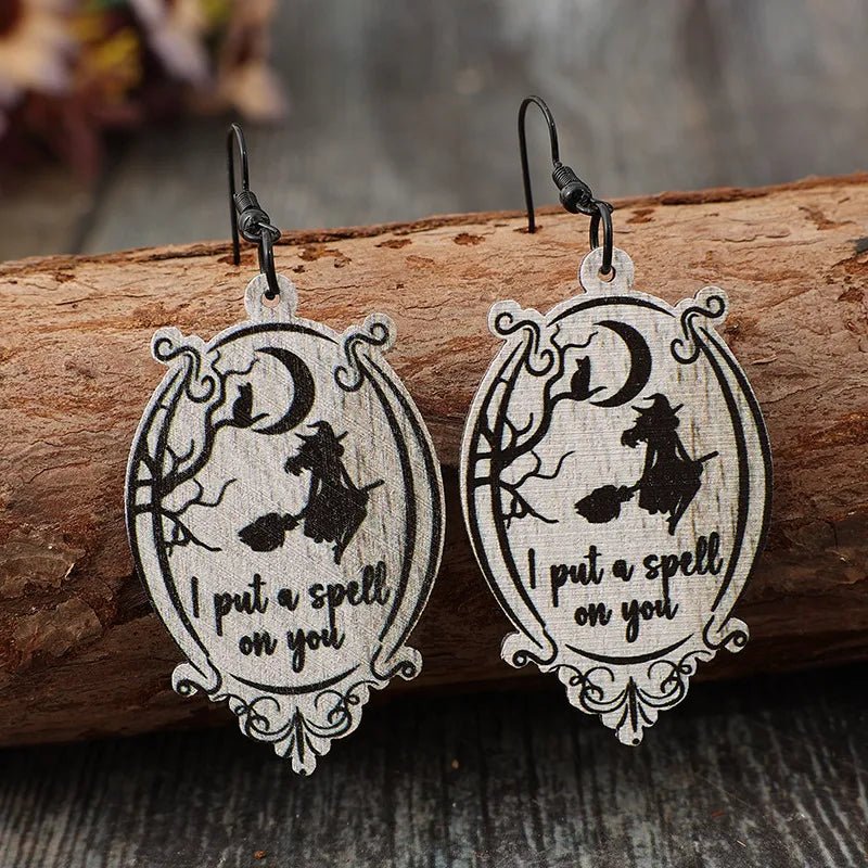 Witch Wooden Dangle Earrings - Coolpeacock