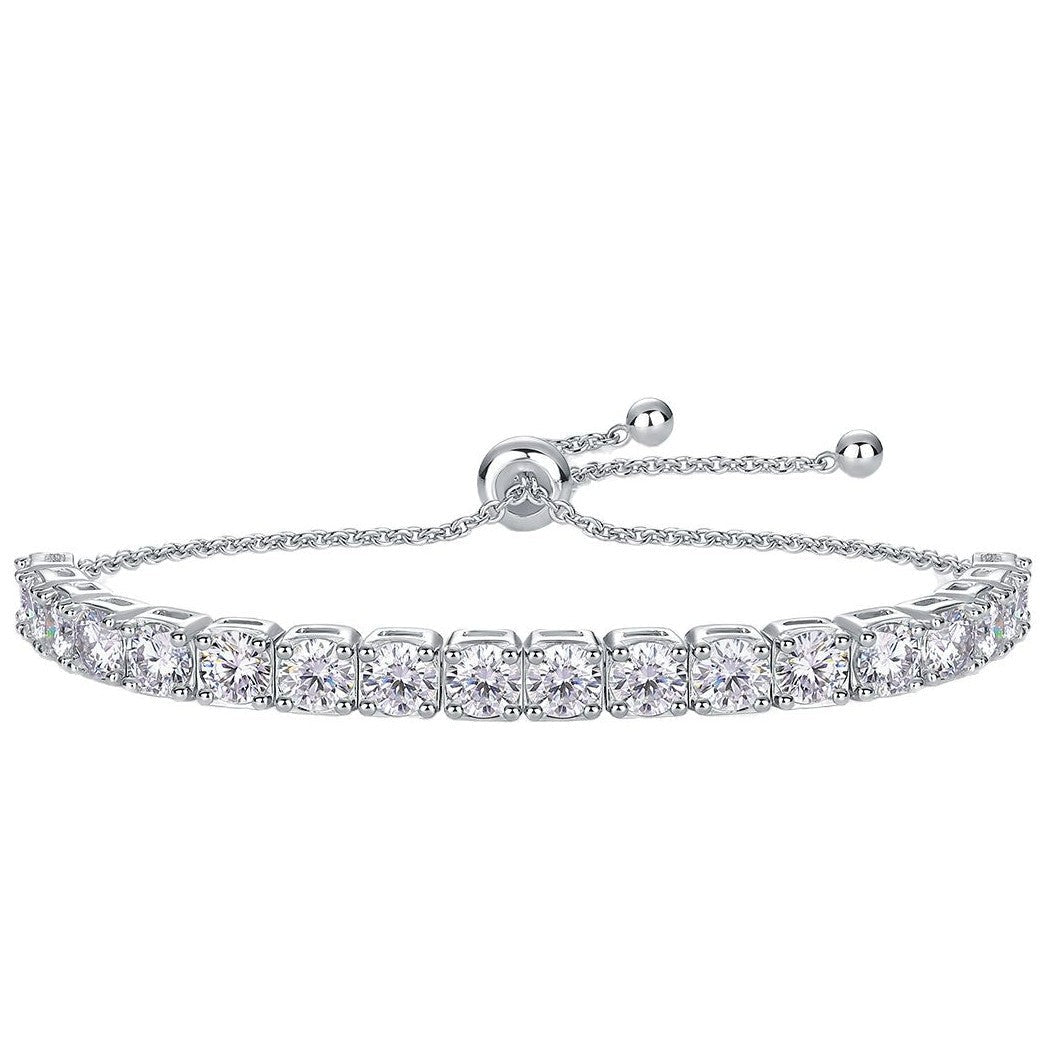 Women 925 Sterling Silver Adjustable Luxury Fashion Jewelry Elegant Moissanite Tennis Bracelet - KIAHMILLA