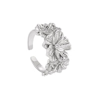 Women Beautiful CZ Flowers 925 Sterling Silver Adjustable Ring - KIAHMILLA