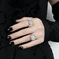 Women Beautiful CZ Flowers 925 Sterling Silver Adjustable Ring - KIAHMILLA
