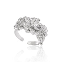 Women Beautiful CZ Flowers 925 Sterling Silver Adjustable Ring - KIAHMILLA