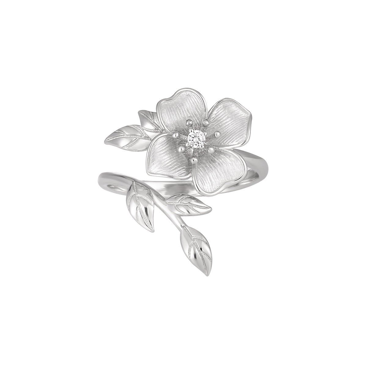 Women Beautiful Rose Flower 925 Sterling Silver Adjustable Ring - KIAHMILLA