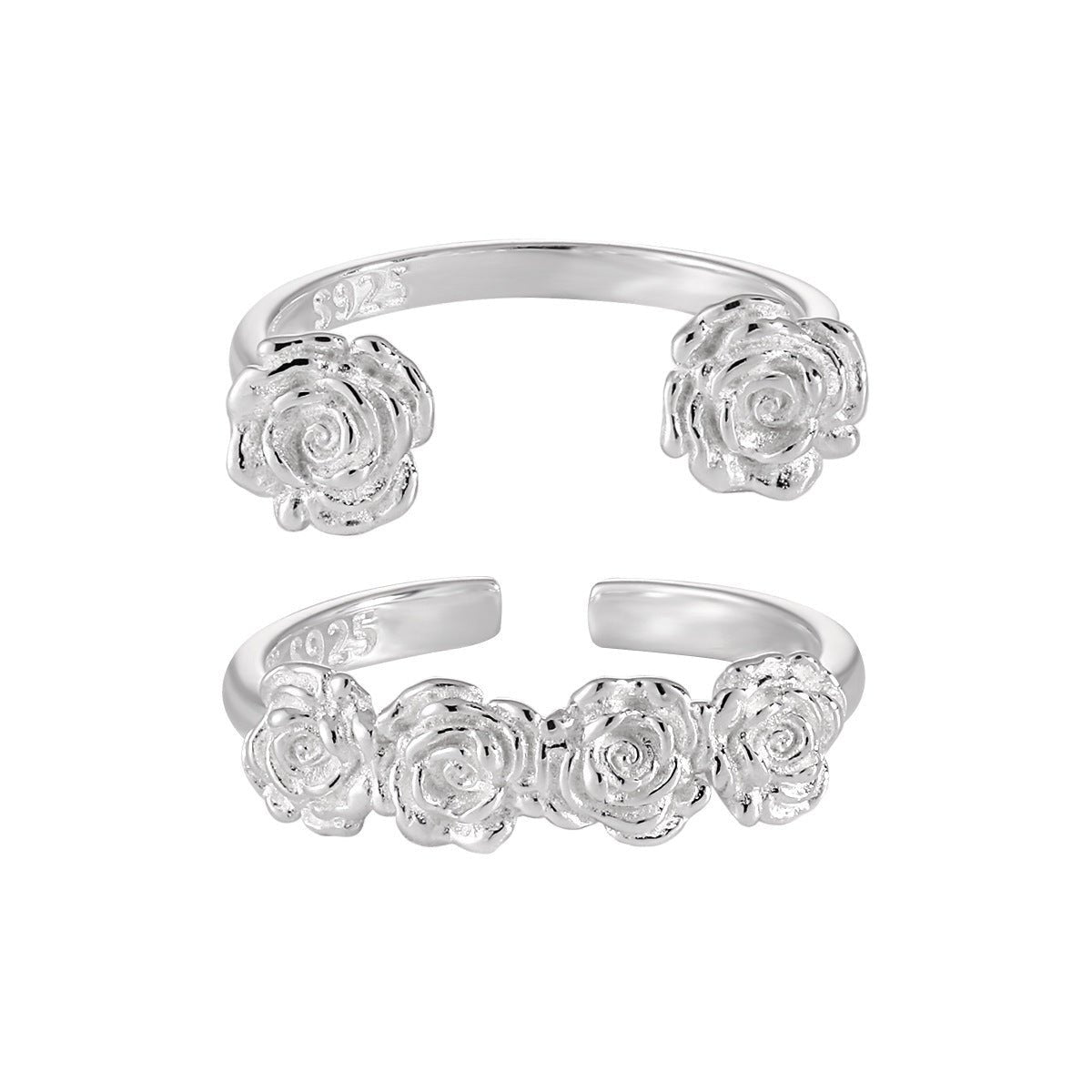 Women Beautiful Rose Flowers 925 Sterling Silver Adjustable Ring - KIAHMILLA