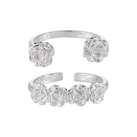 Women Beautiful Rose Flowers 925 Sterling Silver Adjustable Ring - KIAHMILLA